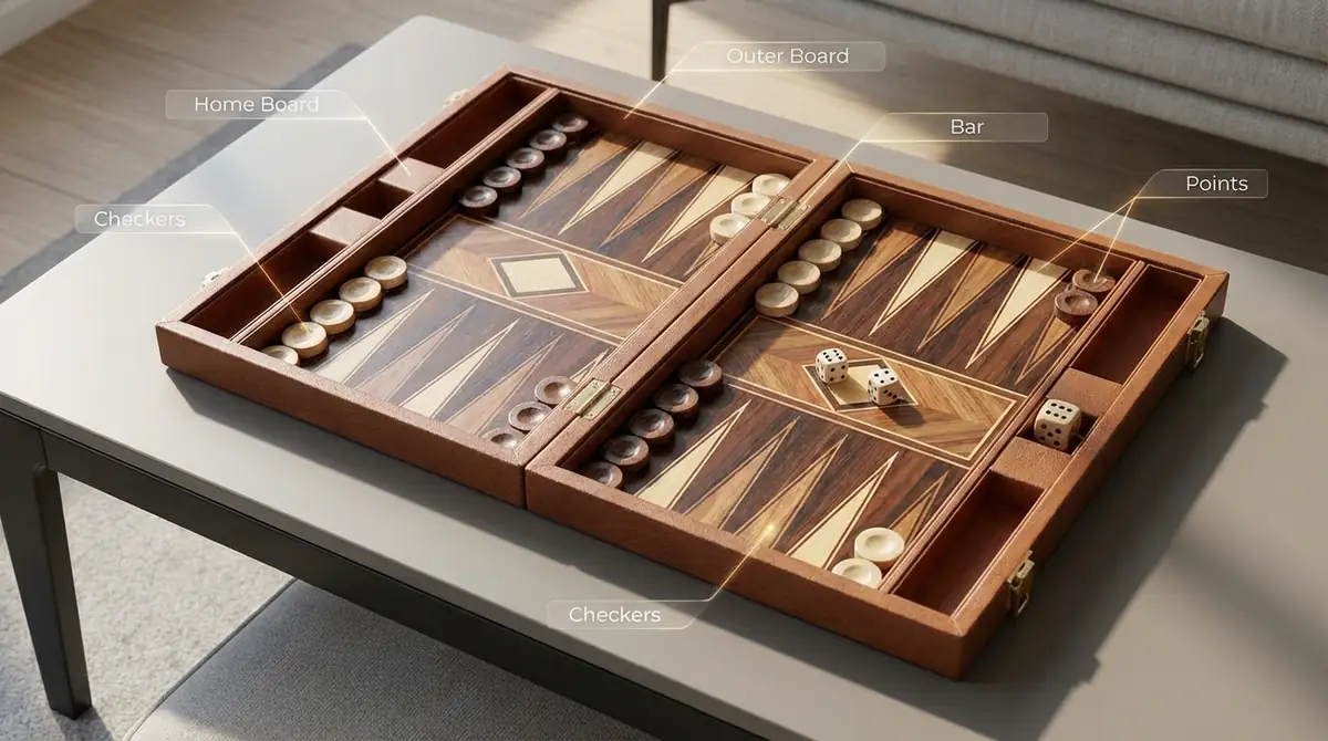 バックギャモンのボード構造と各部の名称を理解しよう